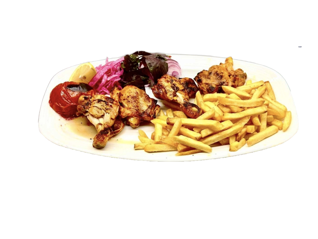 Chicken Thighs with French Fries